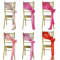 50pcs Satin Chair Bow Sashes Wedding Mariage Party Chair Knots Decor Restuarant Ribbon Butterfuly Tie Birthday Baby Shower Sash 2