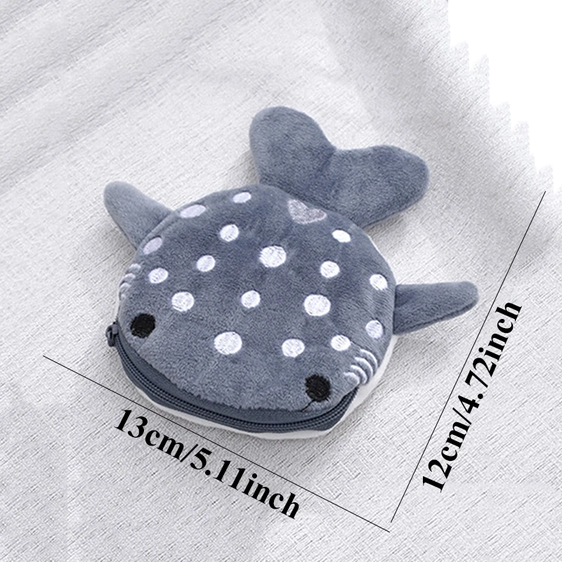Porte-monnaie Requin Peluche - Lot De 3 Couleurs - 13x13cm - Fermeture éclair - Cadeau Enfant Original Mini Portefeuille Rigolo