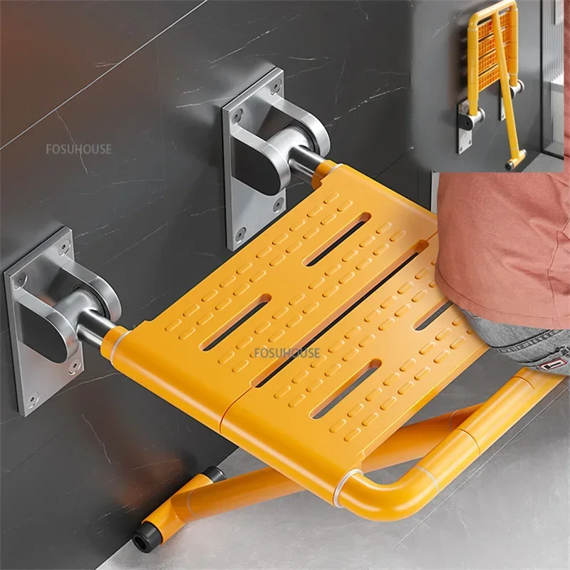 Bathroom Folding Stool Wall-mounted Non-slip Auxiliary Shower Seat Elderly Home Stainless Steel Rust Resistant Shower Stool M