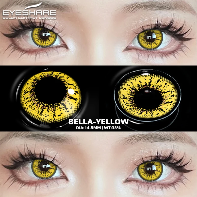 EYESHARE 1 Paar Halloween-Linsen, farbige Kontaktlinsen für Augen, jährliche Anime-rote Linsen, Cosplay-Kontakte, weiße Mesh-Blindlinse – Detail 5