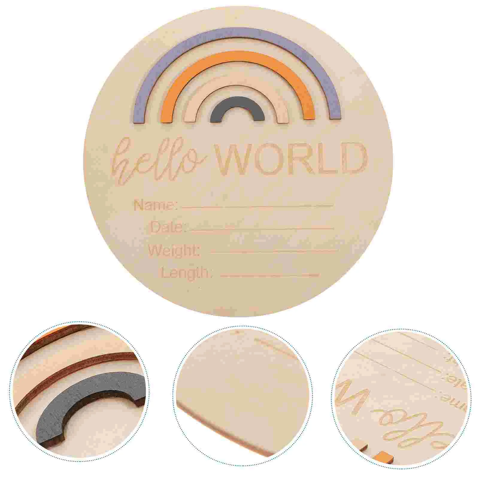 

Rainbow Milestone Card Months Baby Monthly Birth Announcement Wooden Decor Circle Nursery Decoration