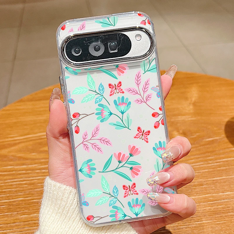 Colorful Floral Pattern Clear Shockproof Soft TPU Phone Case