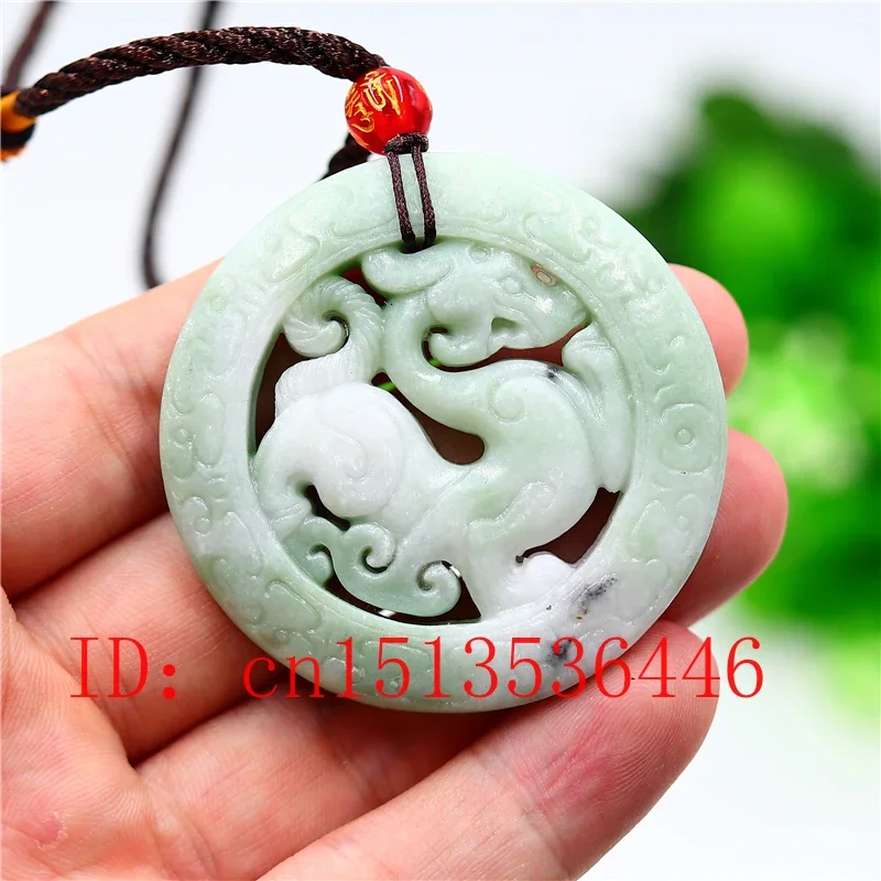 Natural White Jade Dragon Pendant Necklace Jewelry Double-sided Carved Amulet Fashion Chinese Gifts Women Men Sweater Chain pendant necklace