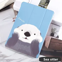 Clear Back Cover Trifold Stand - iPad 7th 2019 10.2in (Sea otter)