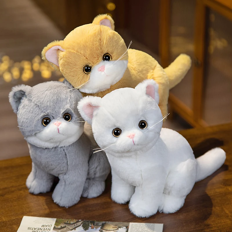 26cm Simulation Stuffed Lifelike Lovely Cats Plush Toy Realistic Cartoon Cute Cat Doll Pet Toys Home Decor For Girls Xmas Gifts 8 inch mini palm little doll babies twins lovely 20 cm silicone vinyl reborn dolls lifelike real baby doll girl boy brinquedos