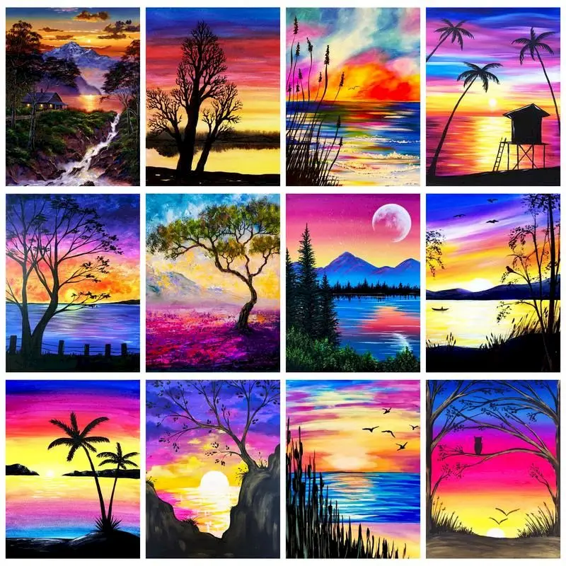 

GATYZTORY 40x50cm Painting By Numbers Acrylic Paints Canvas Painting Scenery Paintings Decoration Home