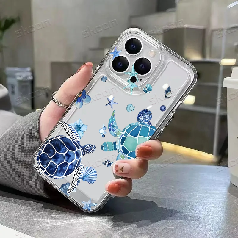 Adorable Turtle Shockproof Transparent Phone Case – Soft Protective Cover