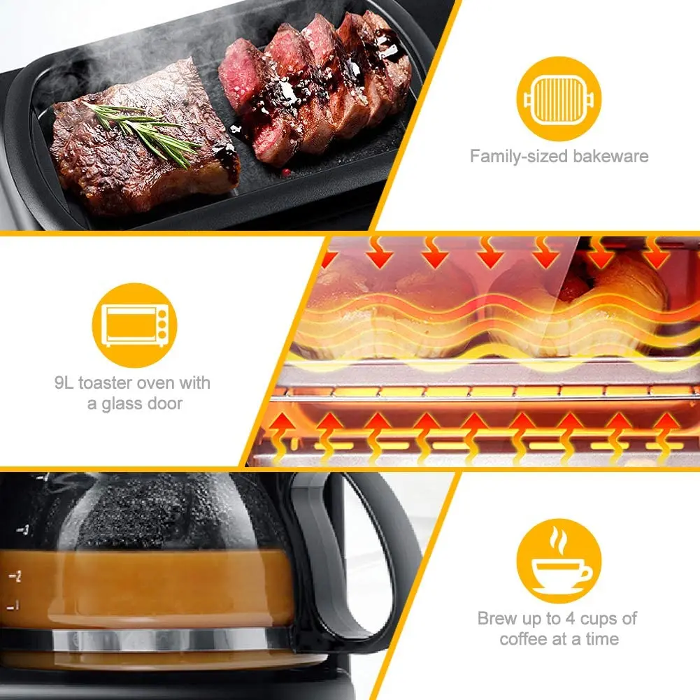 Mini 3 In One Multi Function Breakfast Maker Machine Set Toaster Coffee Maker 2