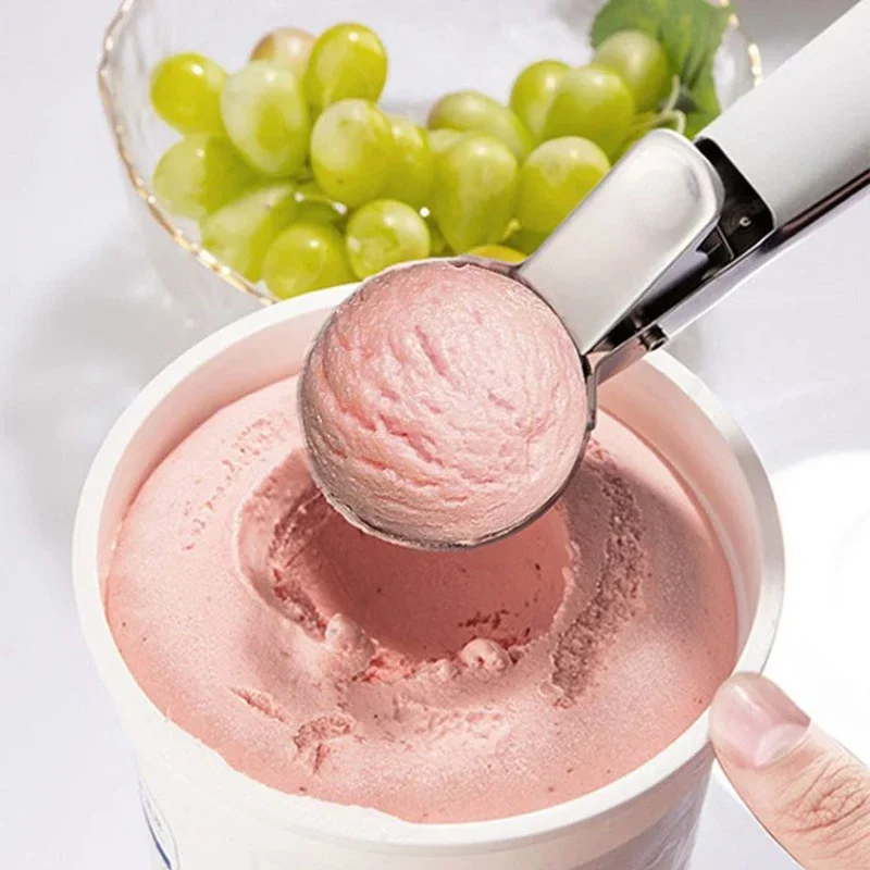 Ice Cream Scoop Stainless Steel Dual-purpose Ice Cream Scoop Multifunctional Fruit Scoop Ice Cream BallScooper Kitchen Supplies Cube