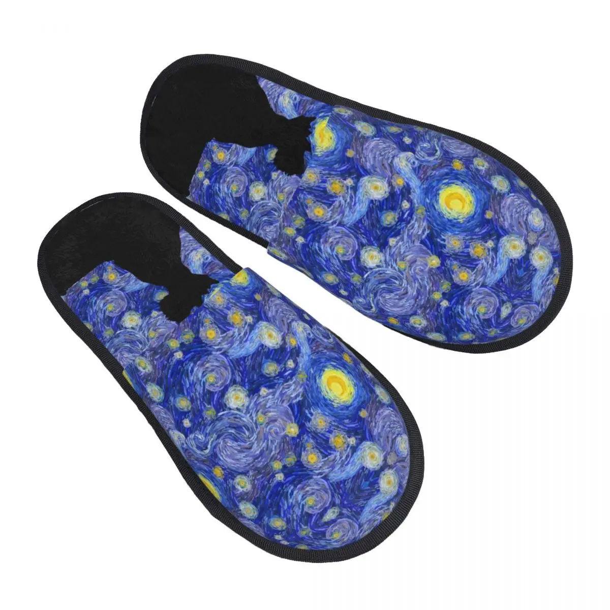 

Scottish Terrier Van Gogh House Slippers Women Cozy Memory Foam Scottie Aesthetic Art Dog Slip On Bedroom Slipper Shoes