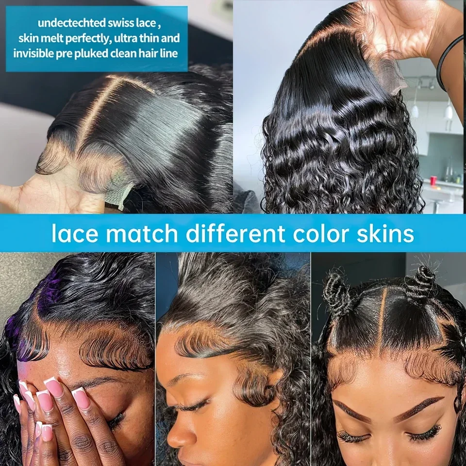 250% Deep Wave 13x4 HD Transparent Lace Frontal Human Hair Wig Curly Short Bob Wig Human Hair Brazilian For Women