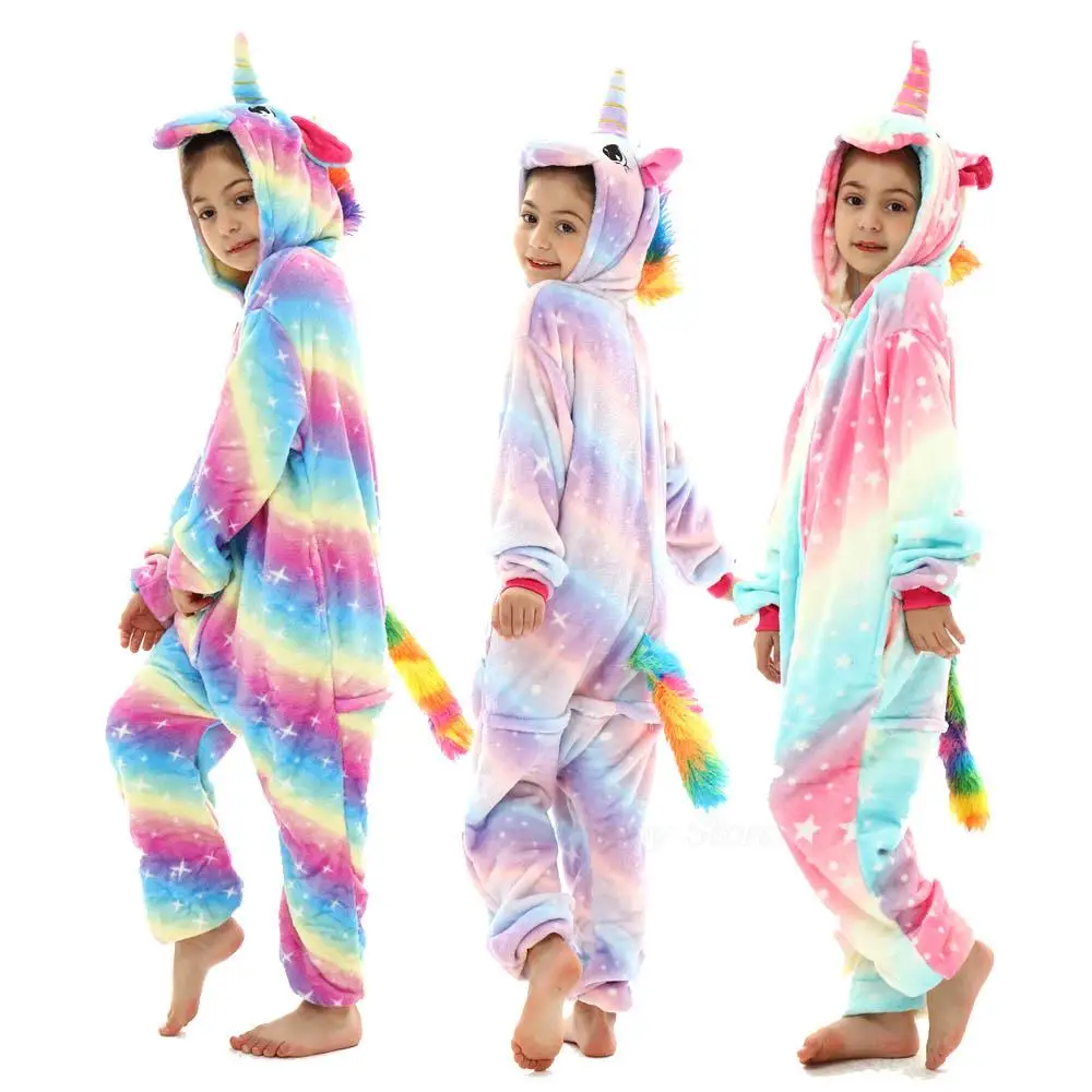 Kigurumi Spider Lion Panda Pajamas Unicorn Onesie Winter Flannel Warm Baby Girl Sleepwear Kids Boy Pyjamas Anime Children Pijama