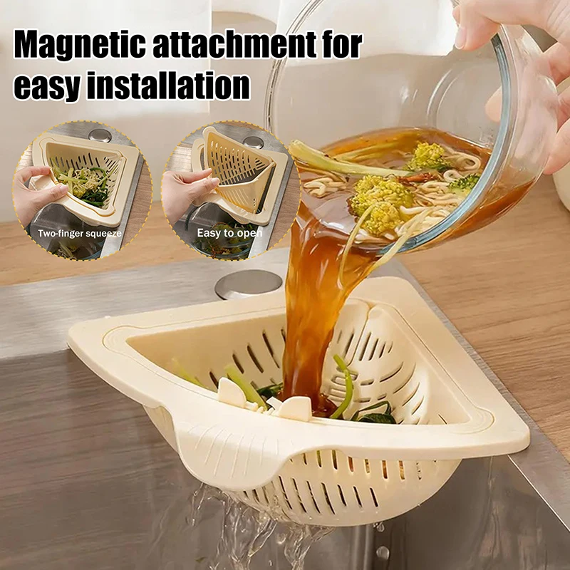 Drain Basket Sink Strainer With Handle Food Slag Strainer Kitchen Supplies Drain Trap Kitchen Accessories Food Residue Processor
