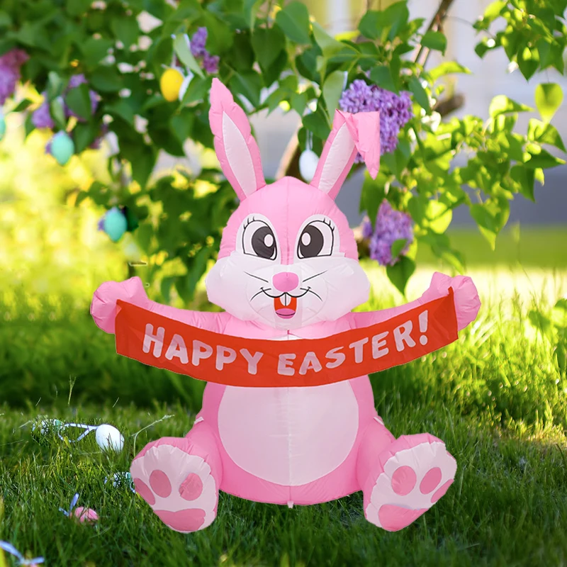 Easter Inflatables Bunny Outdoor Yard Decorations Build in LED Lights