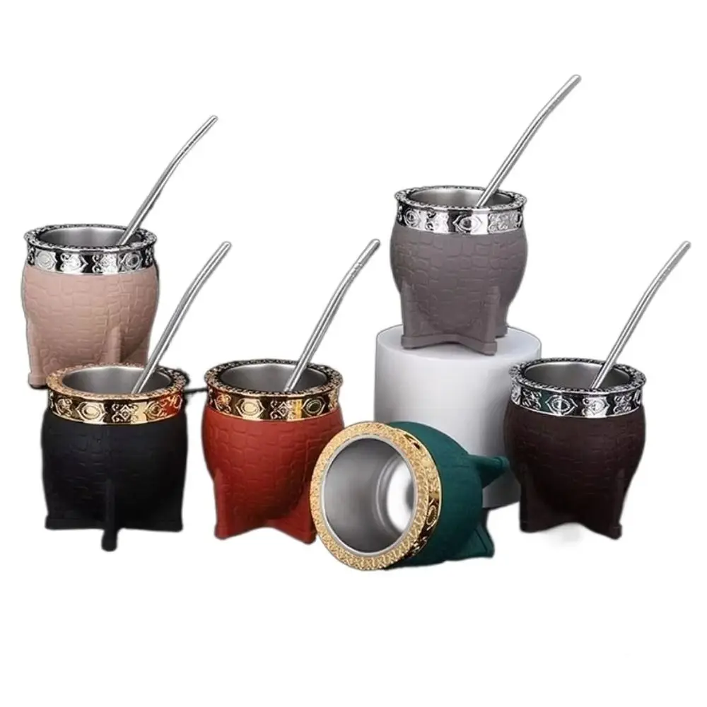 Creative Stainless Steel Double-layer Mate Cup 260ml Turtle Shell Texture Insulated Cup High Quality Eggshell Cup Yerba Mate Tea