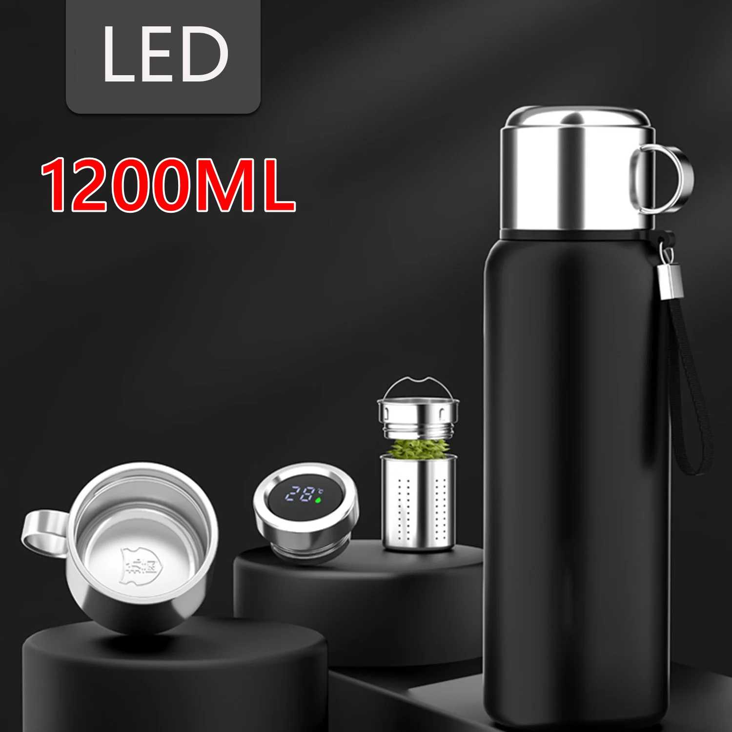 Water Bottle Thermos  Vacuum Flasks Thermoses - 1200ml Smart Thermos  Bottle - Aliexpress