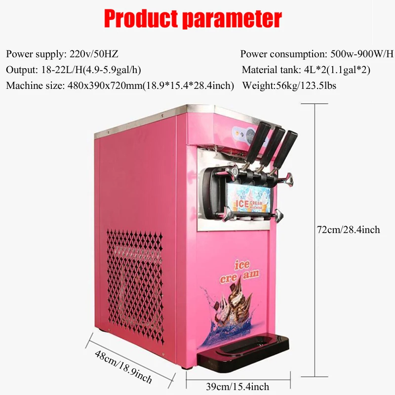 Ice Cream Machine Table Top Hard Ice Cream Yogurt Maker 1400W Automatic Benchtop Gelato Home Appliance Commercial - Image 3