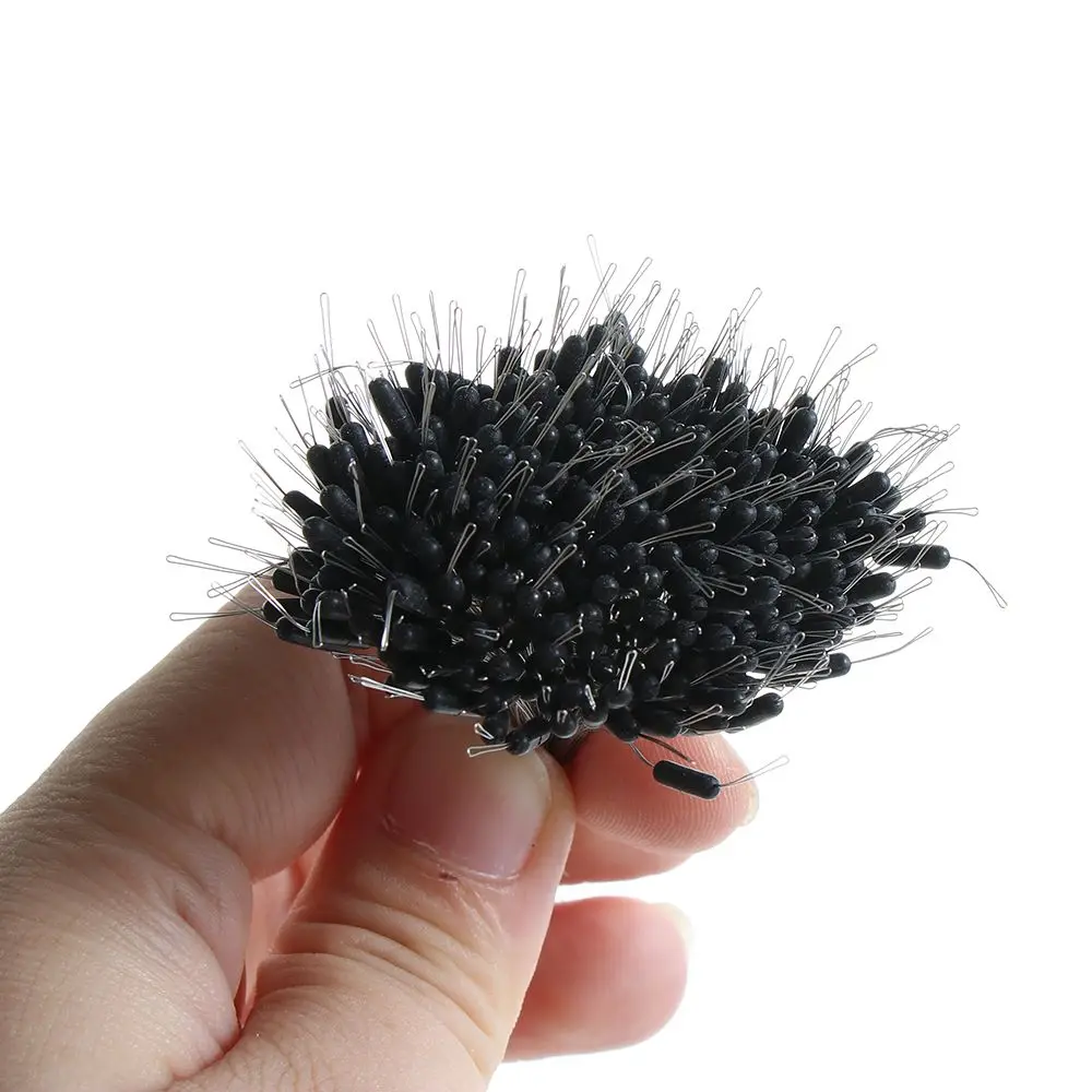 300pcs Black Float Fishing Bobber Silicone Stopper Space Bean Connector Fishing Line Resistance Accessories