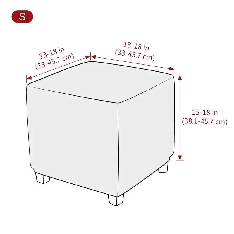 Solid Color Ottoman Stool Cover Stretch Polar Fleece Square Footstool Covers All-inclusive Footrest Slipcover Living Room Home 2