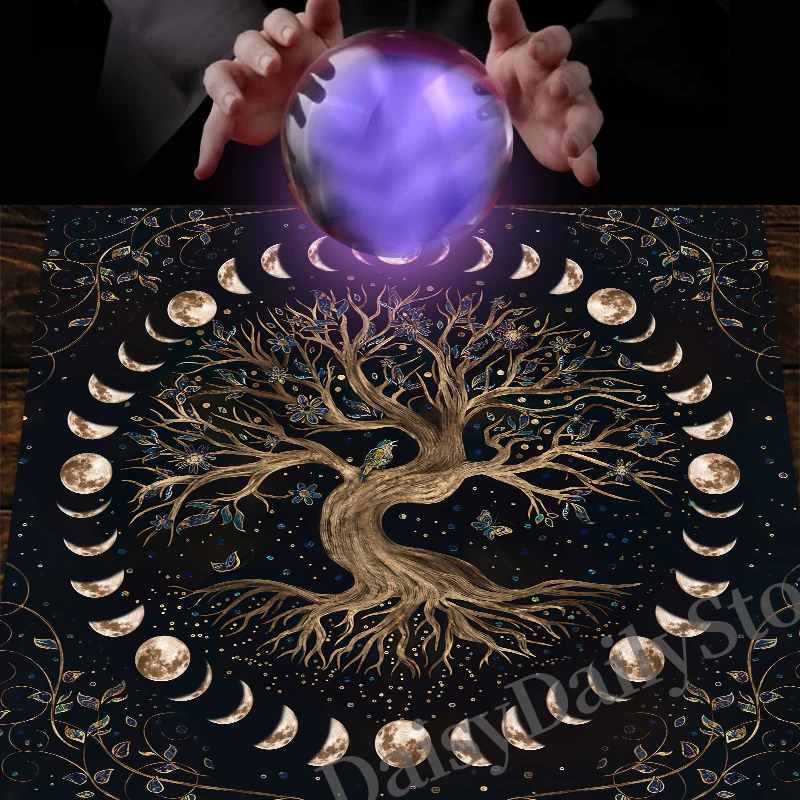 Tree of Life Tarot Card Tablecloth Moon Phase Altar Cloth Pagan Pendulum Witchcraft Astrology Card Mat for Room Home Decor table cloth tarot card table cloth tarot tablecloth