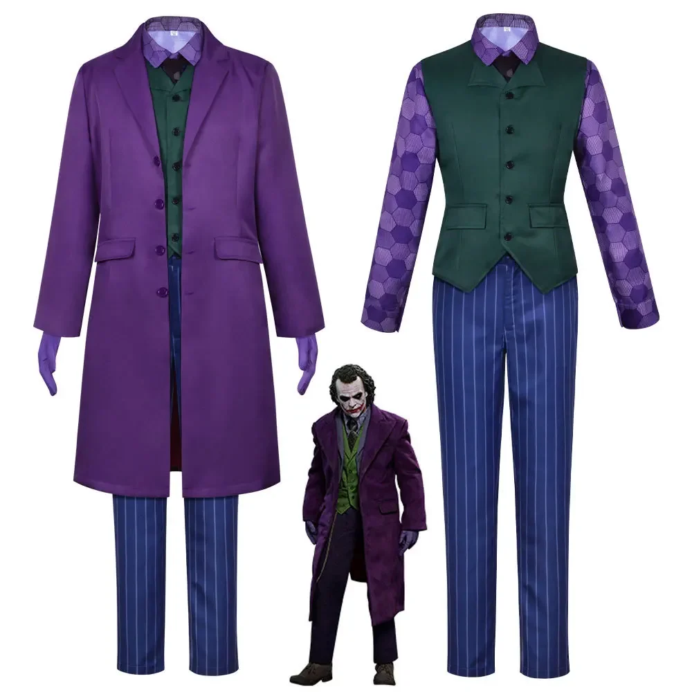 

Cosplay Movie&tv Dark Knight Joker Costumes Joker Heath Ledger Suit Purple Jacket Uniform for Adult Halloween Dress Up Party