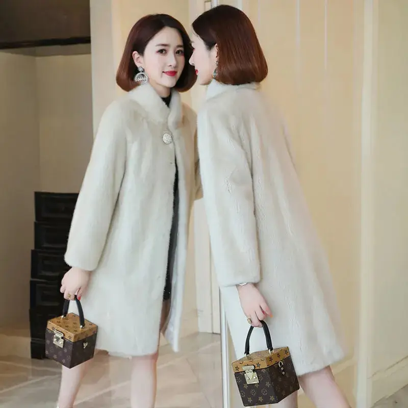 2026 Spring  Autumn NewCoat Fashion Design Sense Is Thin Wild Temperament High-End Imitation Mink Jacket Ladies Trend Thick 5XL - Image 6