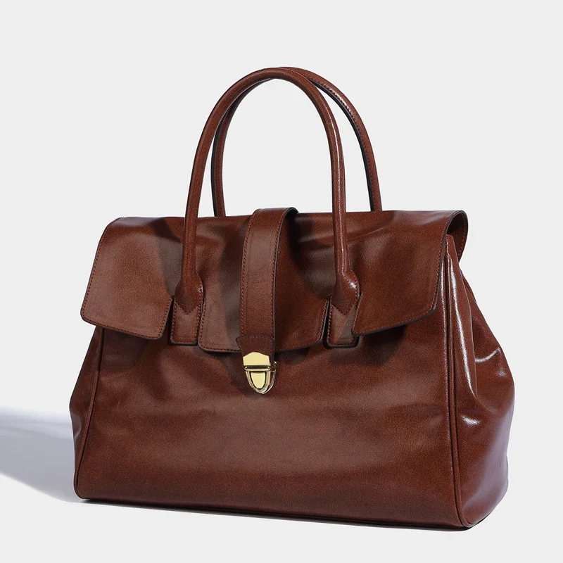 

Сумка-тоут женская винтажная, Роскошный дизайнерский саквояж на плечо, вместительный чемоданчик на плечо, деловой тоут