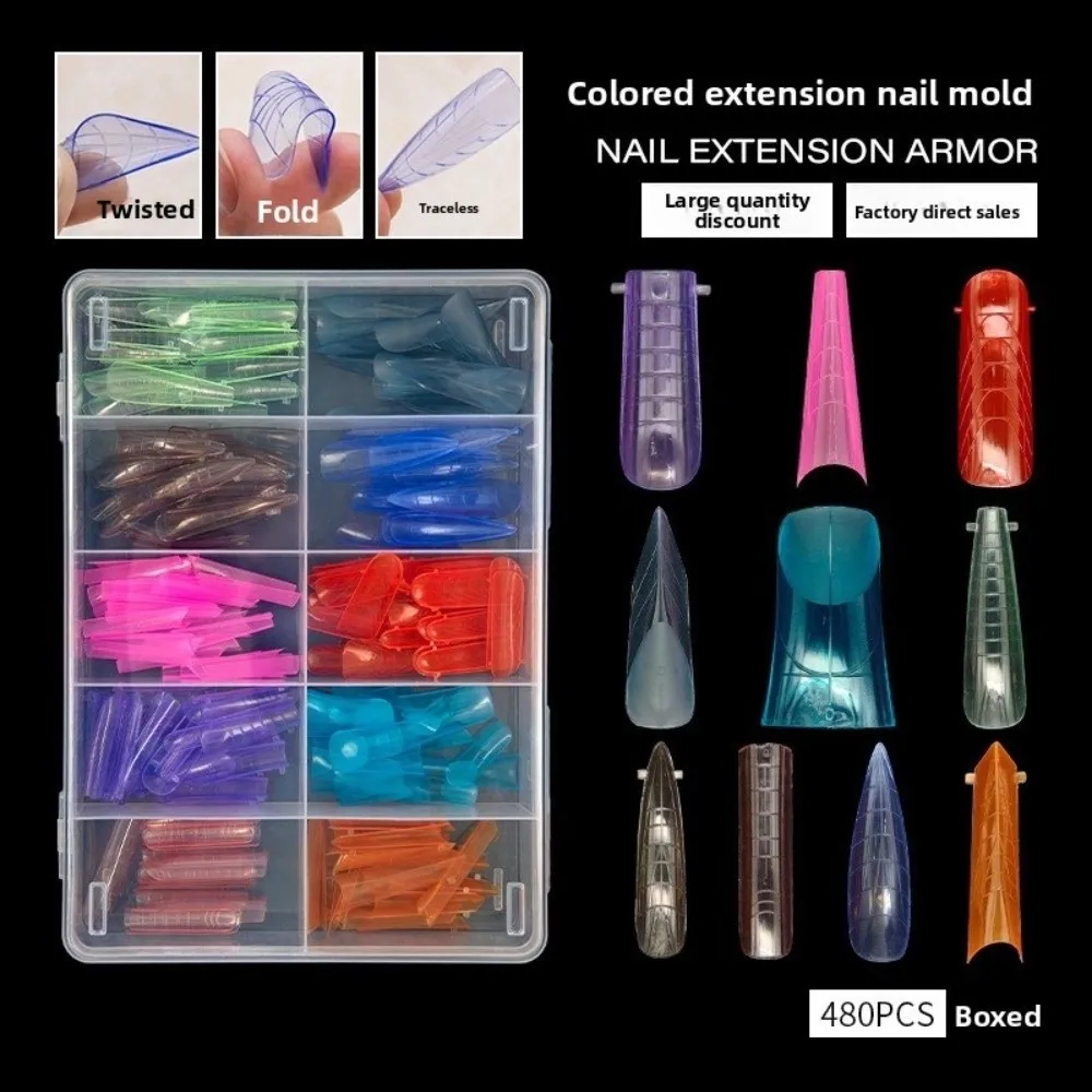 Colorful Sandwich Nail Forms Ultra-Thin with Auxiliary Line Dual Form Nails Reusable Clear Extension Extension Nail Mold