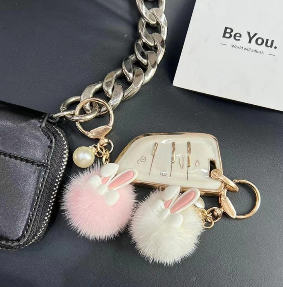 لطيف الأرنب أفخم المفاتيح الدوبامين الإنترنت المشاهير حقيبة الفراء الكرة قلادة كيرينغ دمية حلية كرة الشعر هدية صغيرة