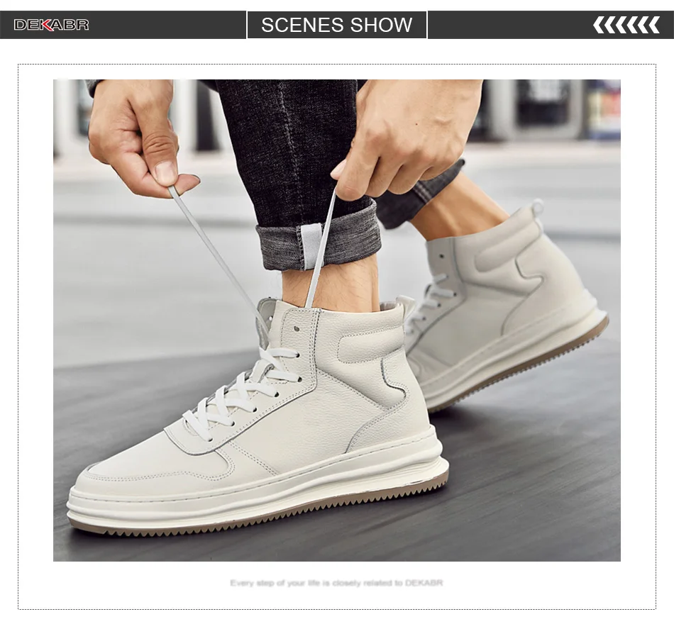 Men&rsquo;s White Leather Ankle Boots &ndash; DEKABR