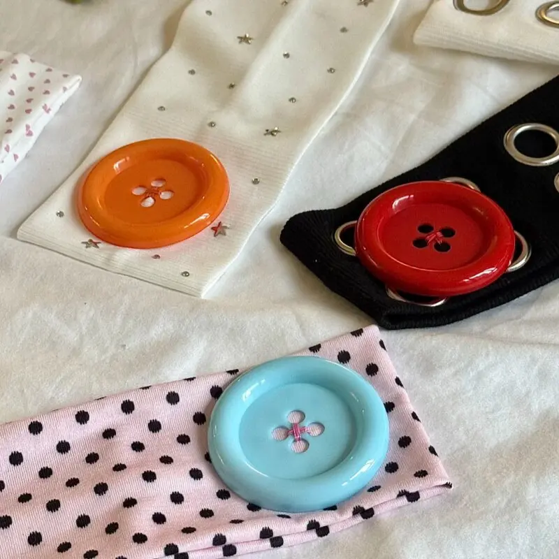 Vintage Women's Polka Dot Button Headband Spicy Girl Ins Y2K Japanese Trendy Headband Sweet Cool Sports Yoga Headband 5