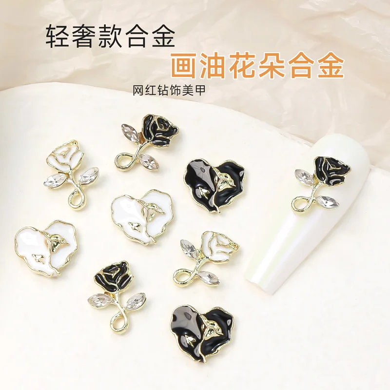 

3pcs Valentine's Day Series Nail Art Decoration Accessories Sweet Flower Love Bow Nail Charms Luxury Alloy Diamond Nails Jewelry