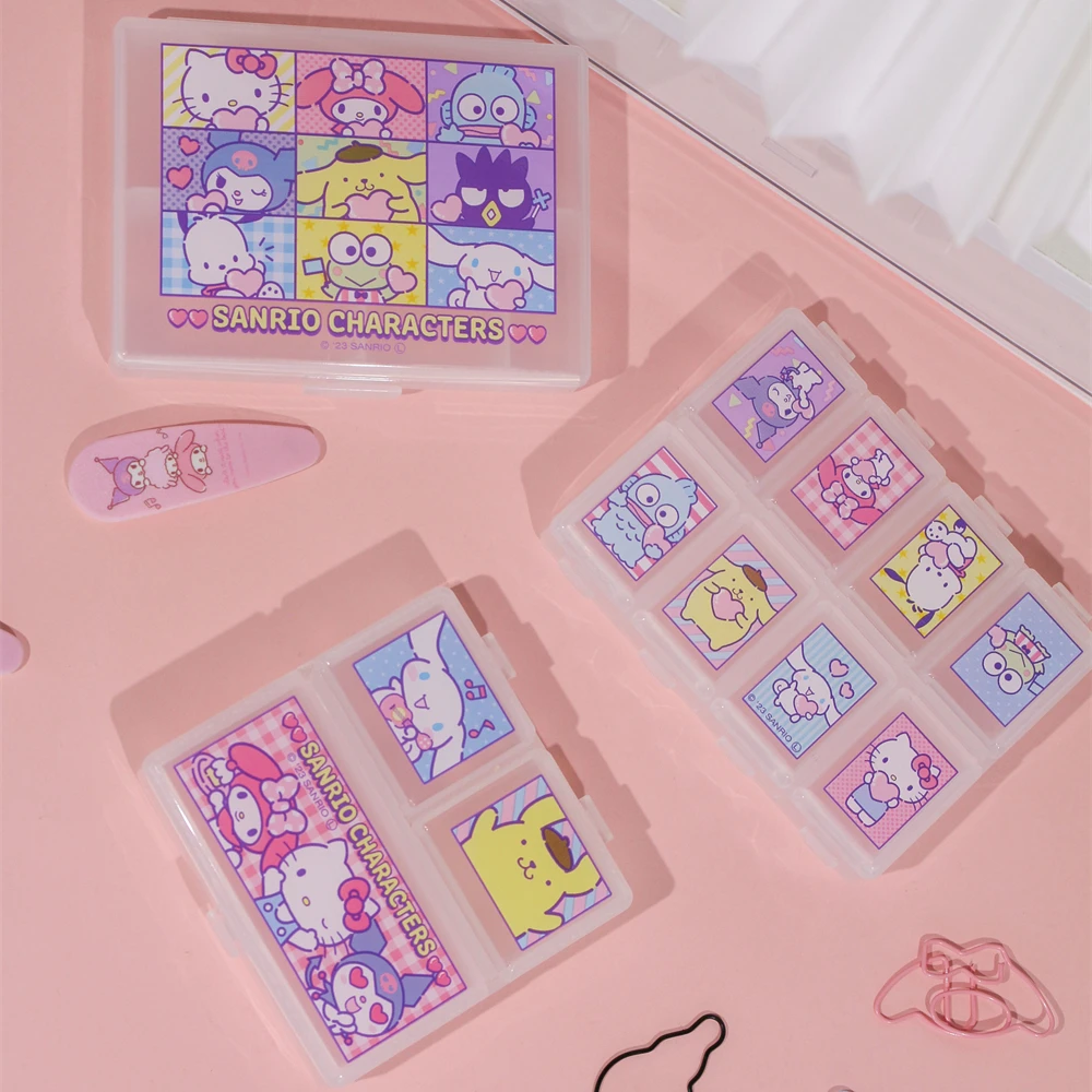 

Sanrio Hello Kitty My Melody Kuromi Cinnamoroll Divided Sealed Medicine Box Girl Cartoon Jewelry Accessories Storage Dust Boxs