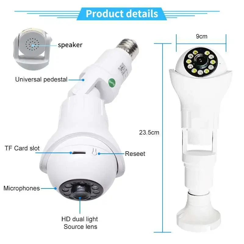 

Panoramic Wifi Camera 1080P IP Lamp Night Vision Two Way Audio Surveillance Wireless IP Camera Fisheye Bulb