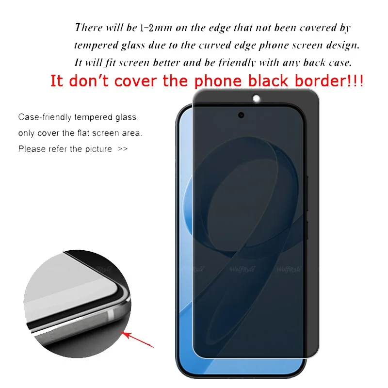 Premium Privacy Tempered Glass Screen Protector, 9H Anti-Spy Cover