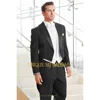 Men's black tailcoat 3-piece set (jacket+vest+pants) wedding banquet hosting performance conductor choir cocktail custom attire 1