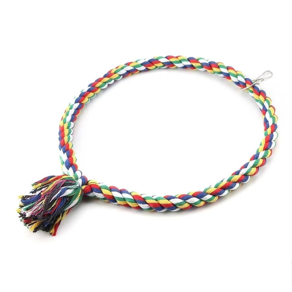 1Pc Bird Parrot Circle Ring Rope Perch Stand Swing Chewing Toy Birdcage Decoration Accessory 4
