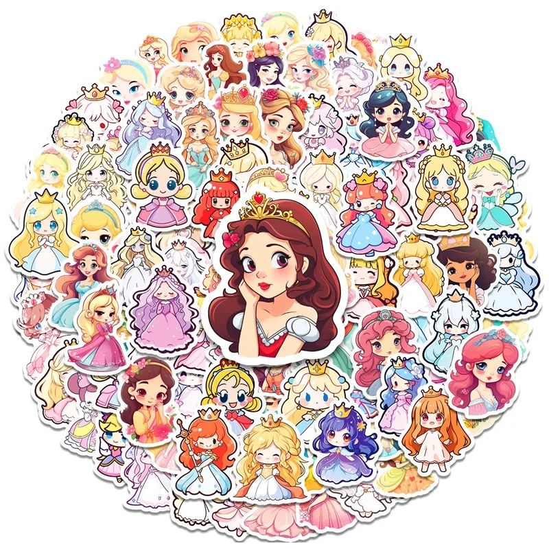 10/30/50/100PCS Cartoon Princess PVC Sticker Aesthetic Children's Korean Stationery School Supplies Kids Decoration Scrapbooking