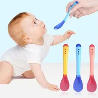3 Piece Baby Suction Cup Bowl, Spoon and Fork Cutlery Set Photo Accessories 40 Degree Heating Colour Changing Newborn Bowl 3
