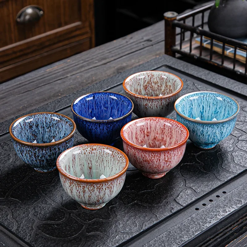 Ceramic Single Cup Tea Cup with Tianmu Glazed Finish