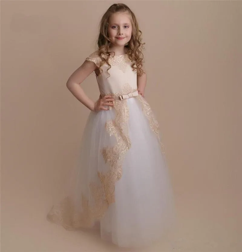 

Luxury Flower Girl Dresses For Weddings Pageant Tulle Fluffy Lace Sleeveless Dress First Communion Party Gown Birthday