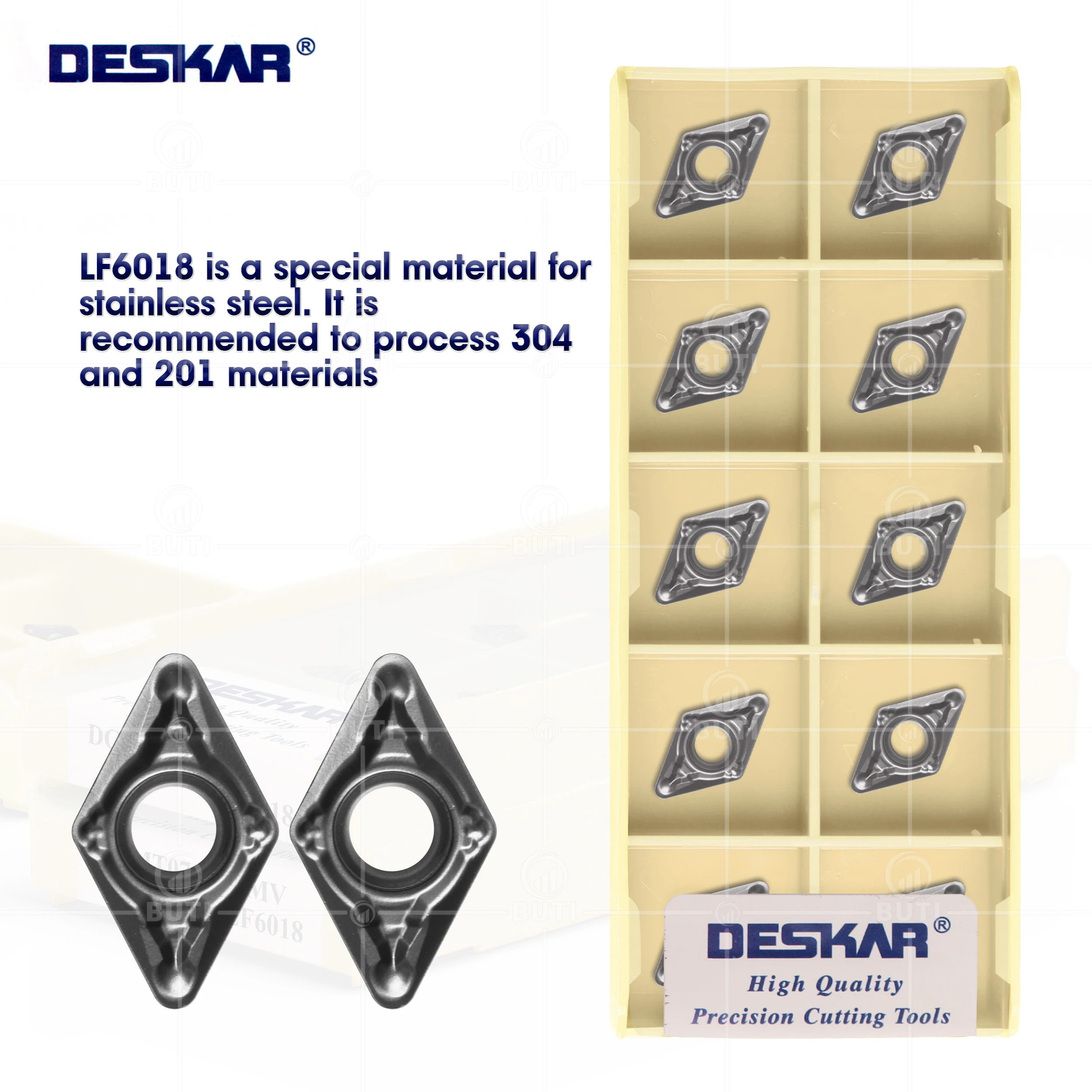 

DESKAR 100% Original DCMT070204 DCMT070208-MV LF6018 High Quality CNC Lathe Cutter Internal Carbide Inserts For Stainless Steel