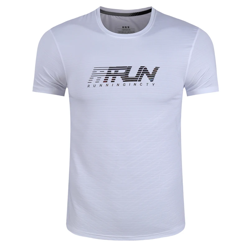 Printing Run Short Sleeves Gym Breathable Fashion Compression Sport Polyester Tee Men Workout Tranning Quick Drying Tshirt 3