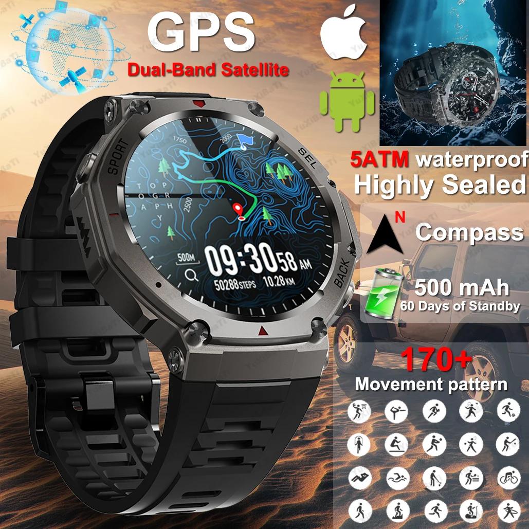 T-Rex 3 Smart Watch 466*466 AMOLED Full Touch Screen 5ATM Waterproof GPS For Men