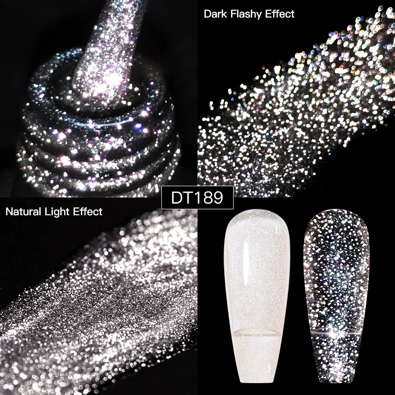 MEET ACROSS 7ml Blue Green Snowflake Sparkly Gel Nail Polish Glitter Sequins Nail Art Painting UV Gel For Manicure Vernis Design