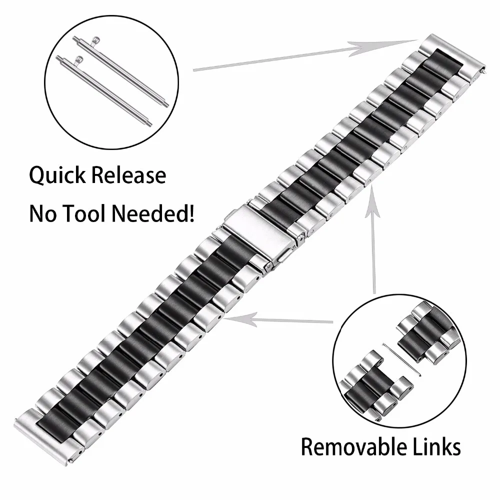 Premium Stainless Steel 20mm Metal Watch Strap