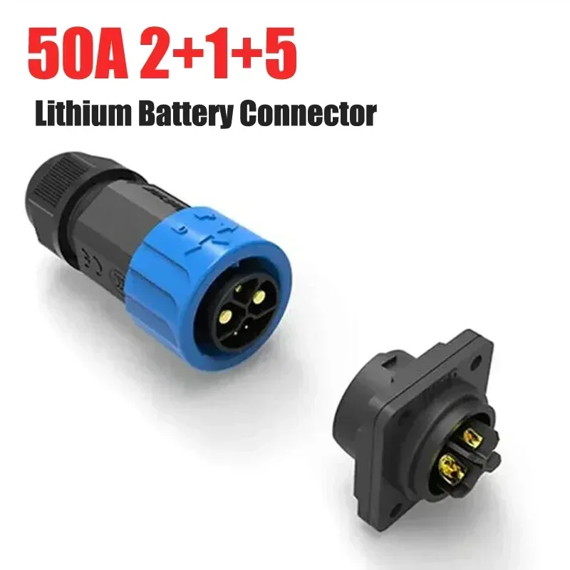 50A 2+1+5 Lithium Battery Waterproof Connector IP67 8Pin Power Signal ...