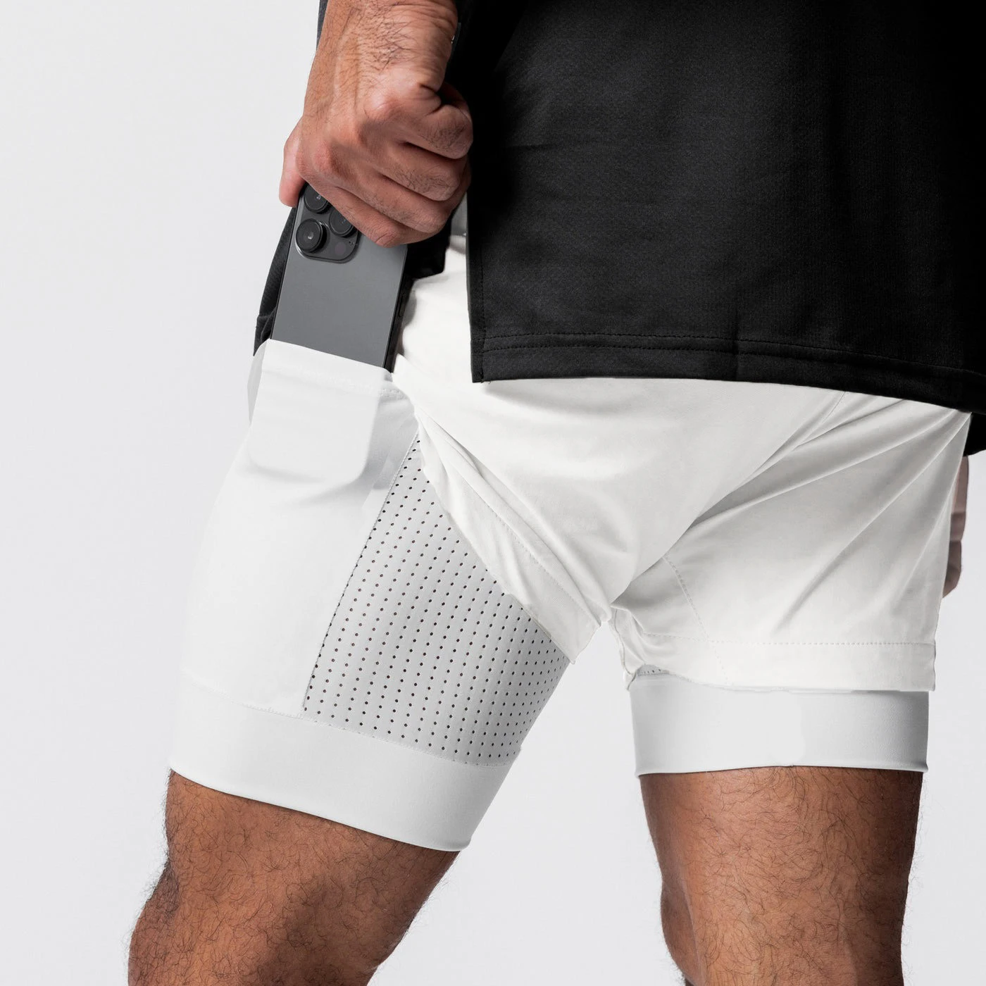 주머니가 있는 더블 라인 통기성 속건성 바지, 야외 레저, 피트니스 트레이닝, 러닝 스포츠, 여름