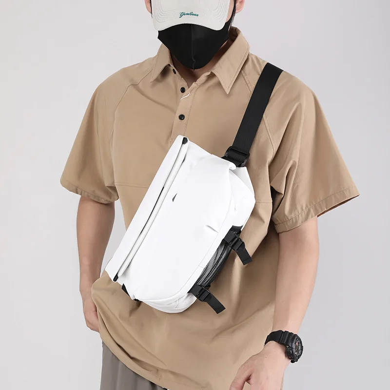 

Men's functional crossbody waterproof ipad multifunctional chest bag macaron color biker tide cool shoulder backpacks