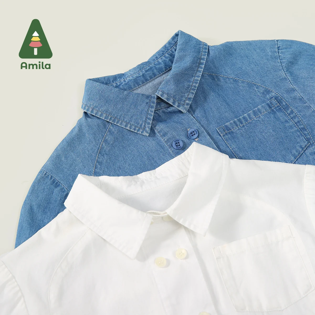 Baby Denim Shirt Autumn Boys Cotton Lapel Soft Solid Color Loose Casual Long Sleeve Children's Tops